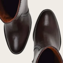 Women Cuadra Ankle Boots & Booties-Brown Leather Bootie With Metallic Symbol