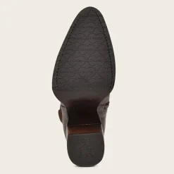 Women Cuadra Ankle Boots & Booties-Brown Leather Bootie With Metal Studs And Leather Fringes