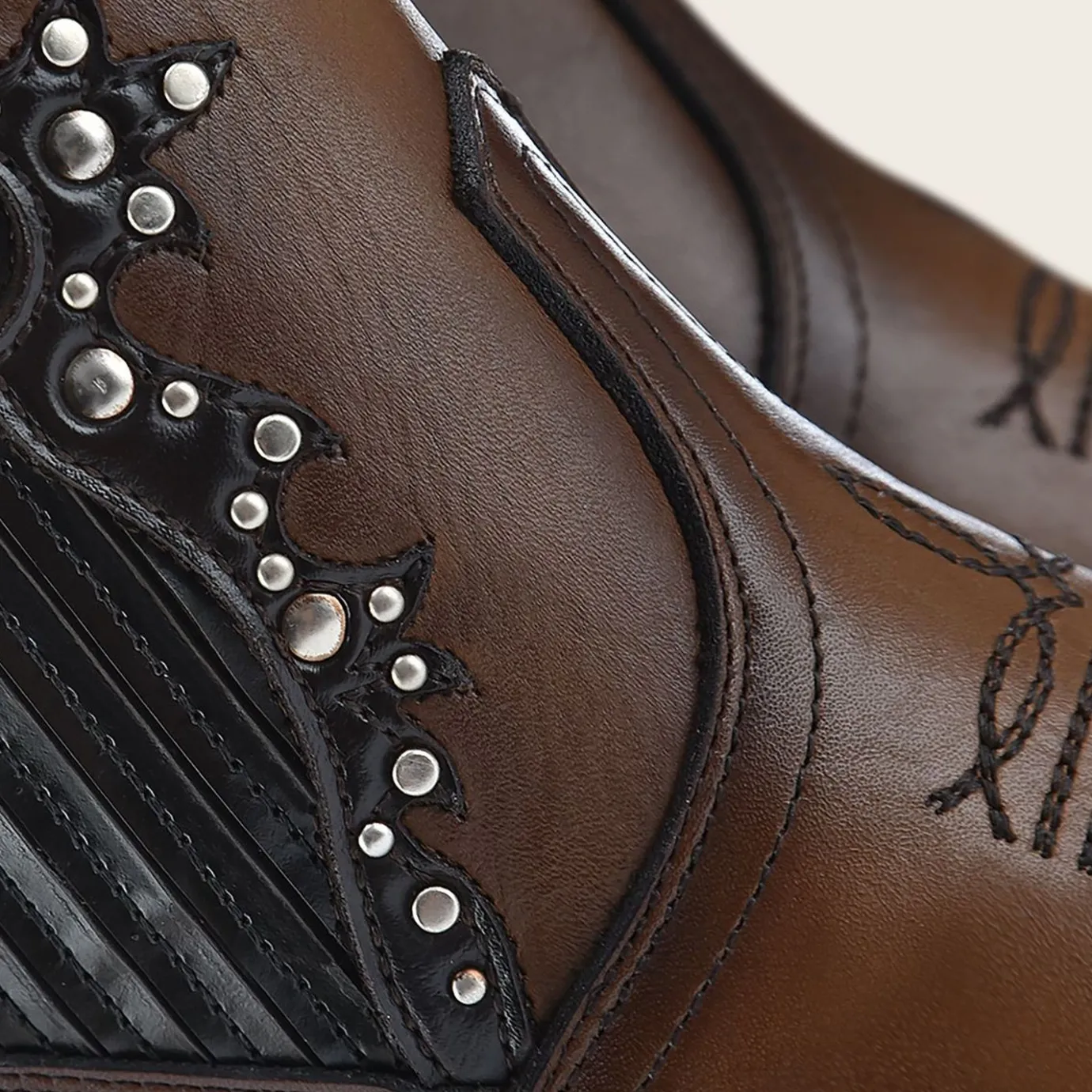 Women Cuadra Ankle Boots & Booties-Brown Leather Western Style Bootie With Studs