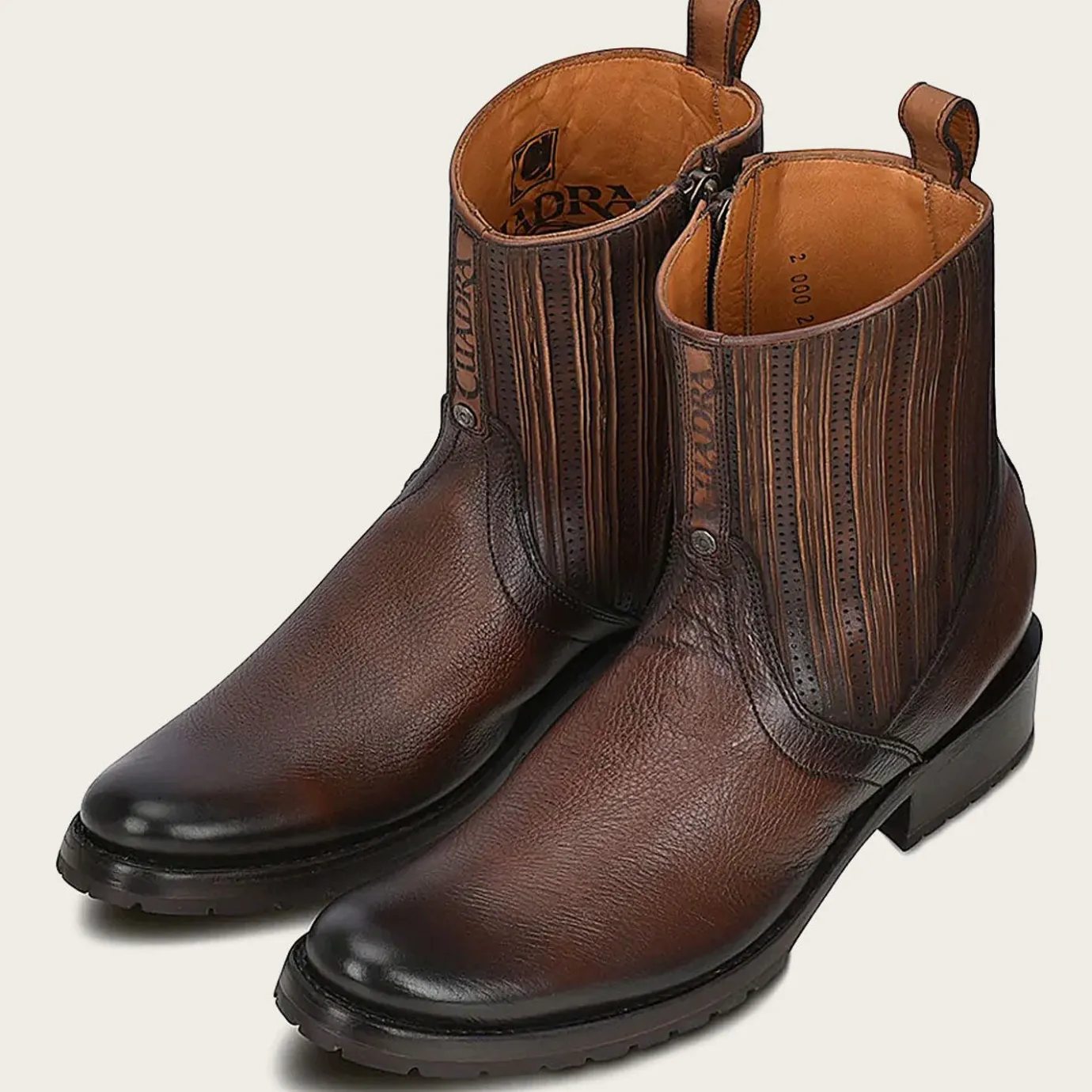 Men Cuadra Dress Boots-Brown Mens Boots Hand-Painted Leather