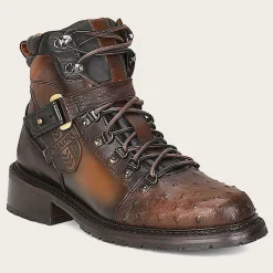 Men Cuadra Urban & Casual Boots-Brown Ostrich Leather Urban Ankle Boots