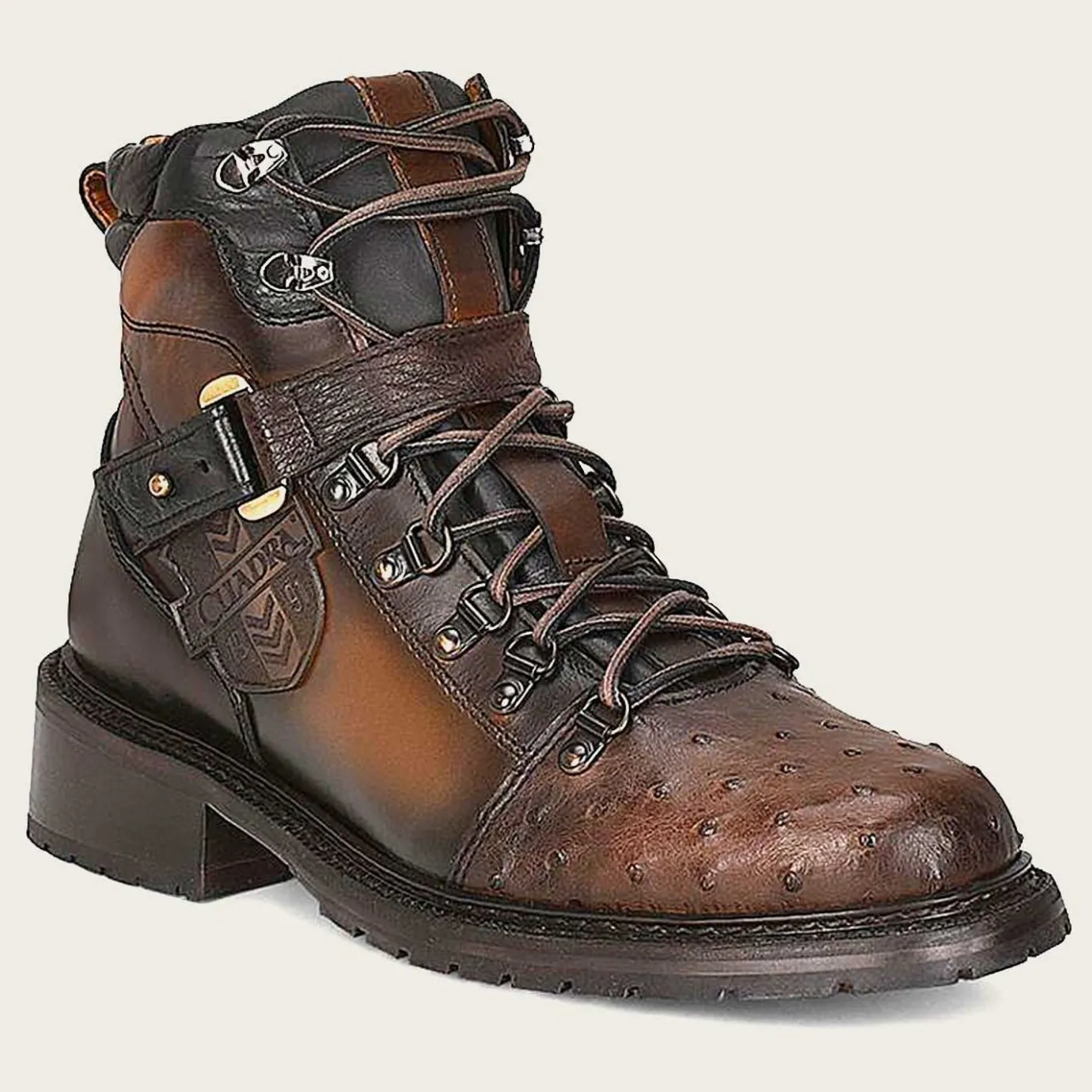 Men Cuadra Urban & Casual Boots-Brown Ostrich Leather Urban Ankle Boots