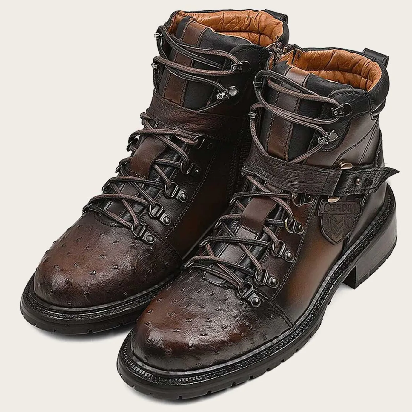 Men Cuadra Urban & Casual Boots-Brown Ostrich Leather Urban Ankle Boots
