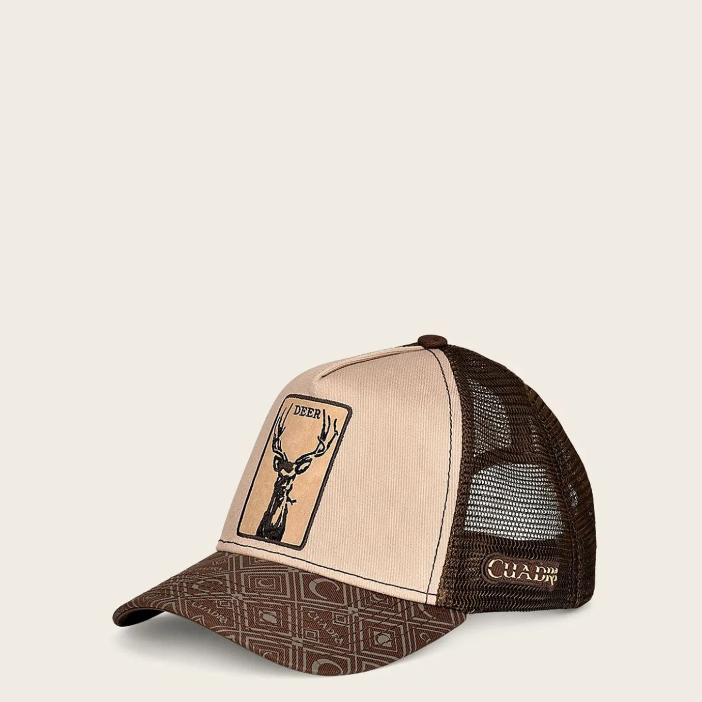 Women Cuadra Hats-Brown Snapback Cap With Deer Patch