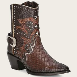 Women Cuadra Ankle Boots & Booties-Brown Western Exotic Leather Bootie