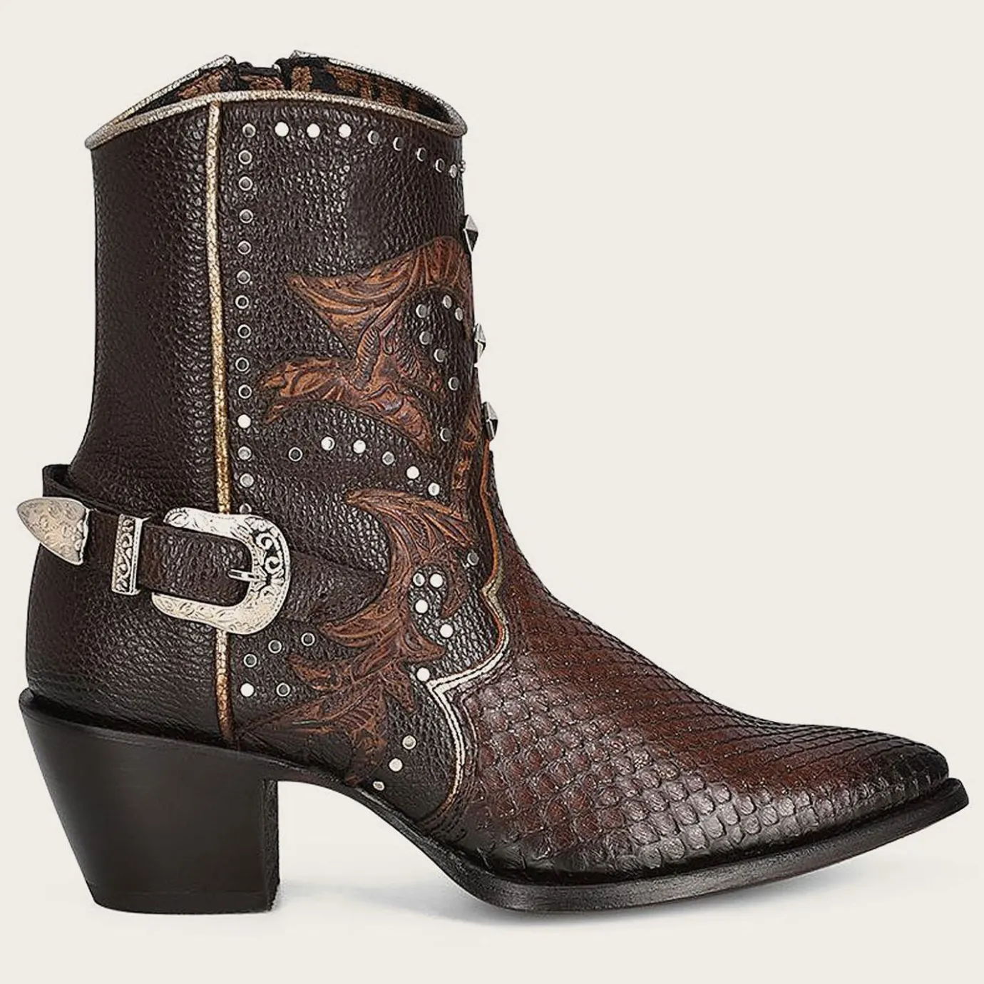 Women Cuadra Ankle Boots & Booties-Brown Western Exotic Leather Bootie