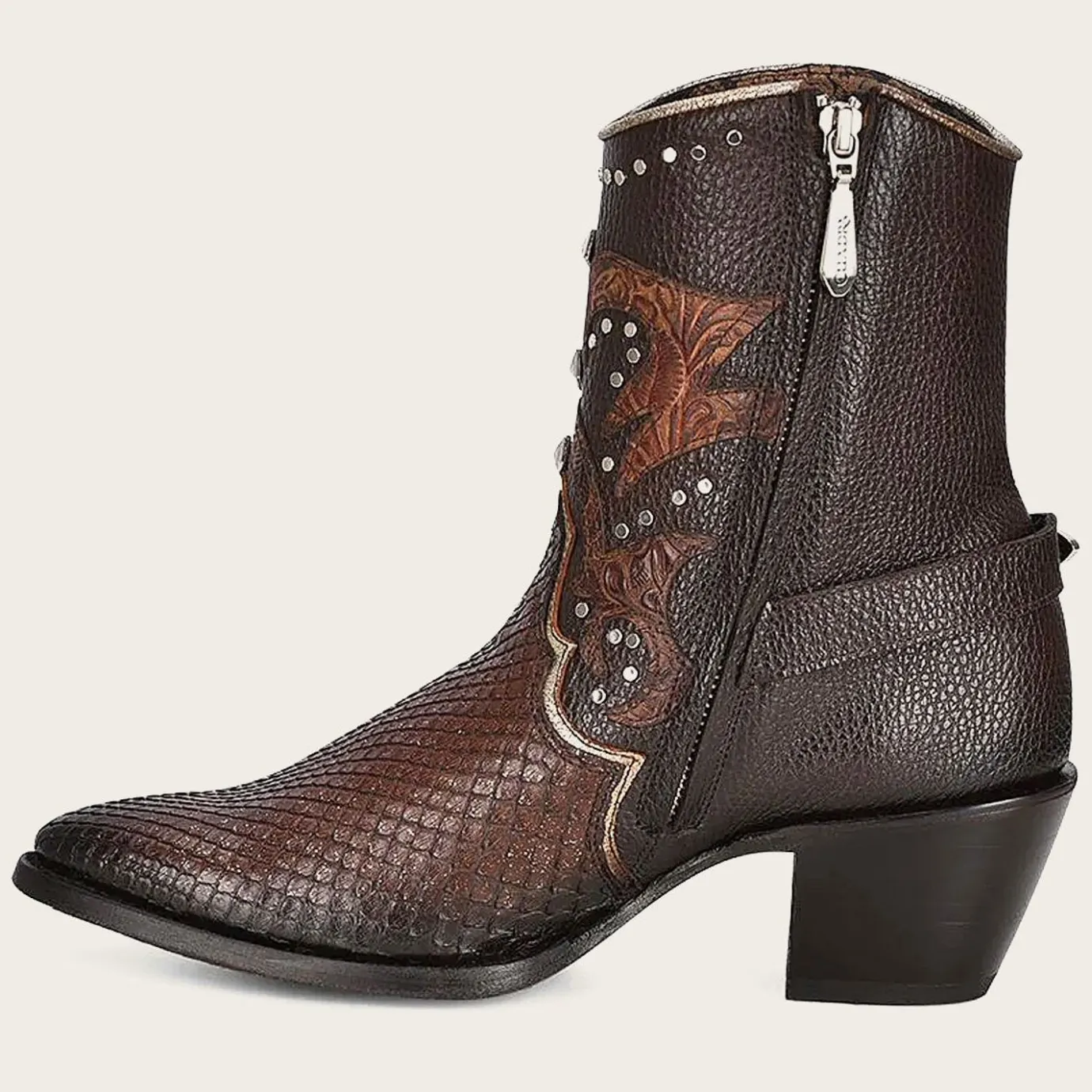 Women Cuadra Ankle Boots & Booties-Brown Western Exotic Leather Bootie