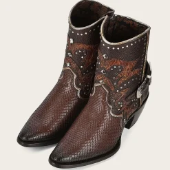 Women Cuadra Ankle Boots & Booties-Brown Western Exotic Leather Bootie