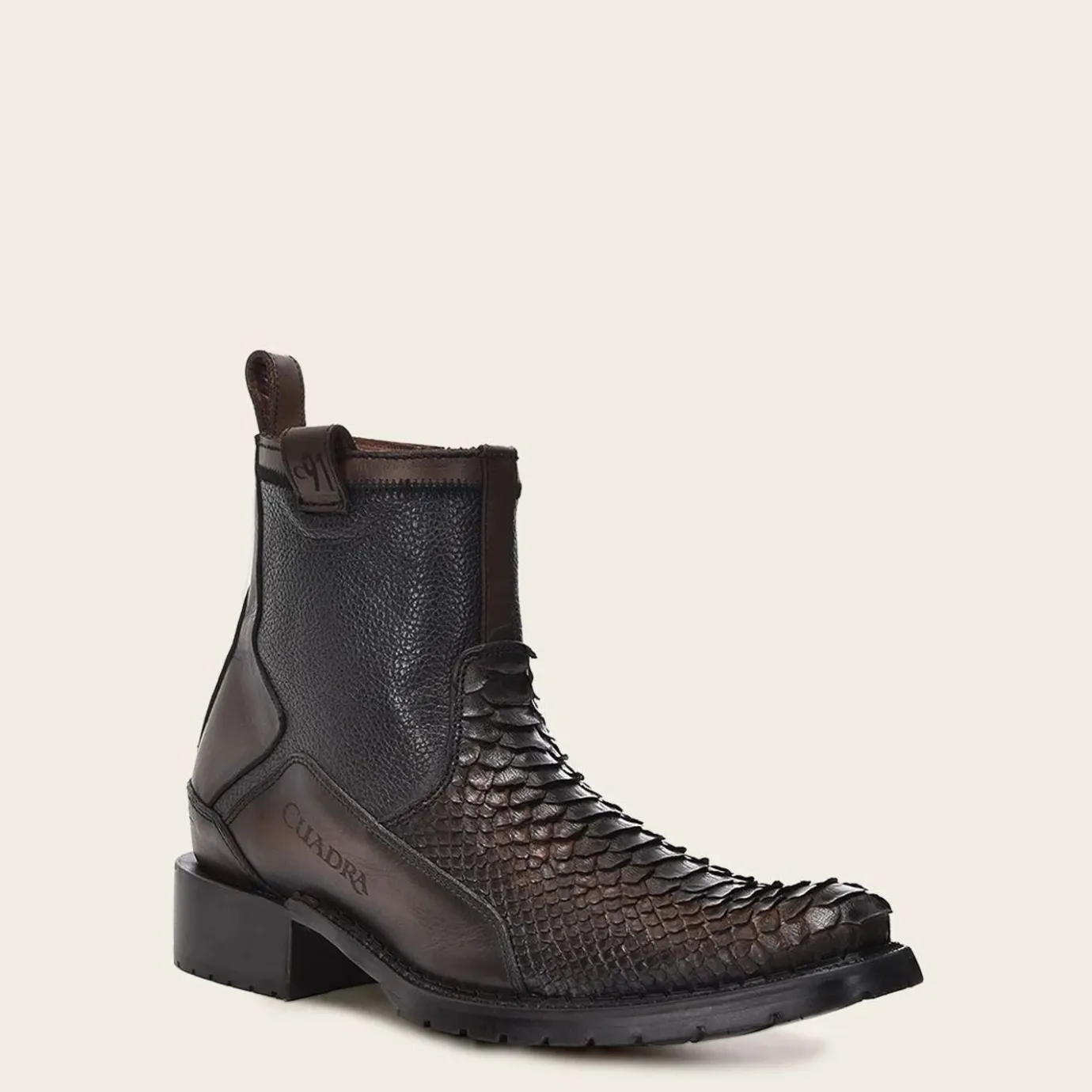 Men Cuadra Urban & Casual Boots-Casual Urban Brown Bootie In Genuine Python Leather
