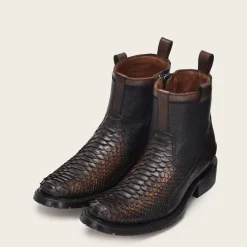 Men Cuadra Urban & Casual Boots-Casual Urban Brown Bootie In Genuine Python Leather