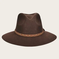 Women Cuadra Hats-Chocolate Brown Safari Wool Hat With Leather Headband