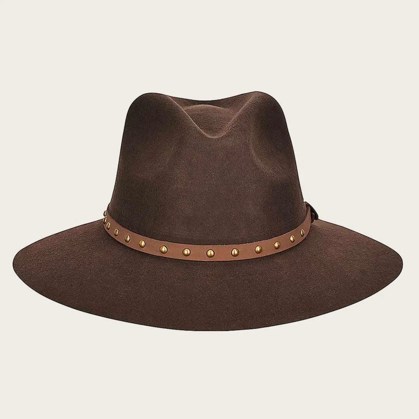 Women Cuadra Hats-Chocolate Brown Safari Wool Hat With Leather Headband