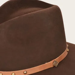 Women Cuadra Hats-Chocolate Brown Safari Wool Hat With Leather Headband