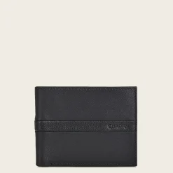 Men Cuadra Wallets-Contrasting Leather Strap Black Leather Wallet