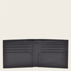 Men Cuadra Wallets-Contrasting Leather Strap Black Leather Wallet