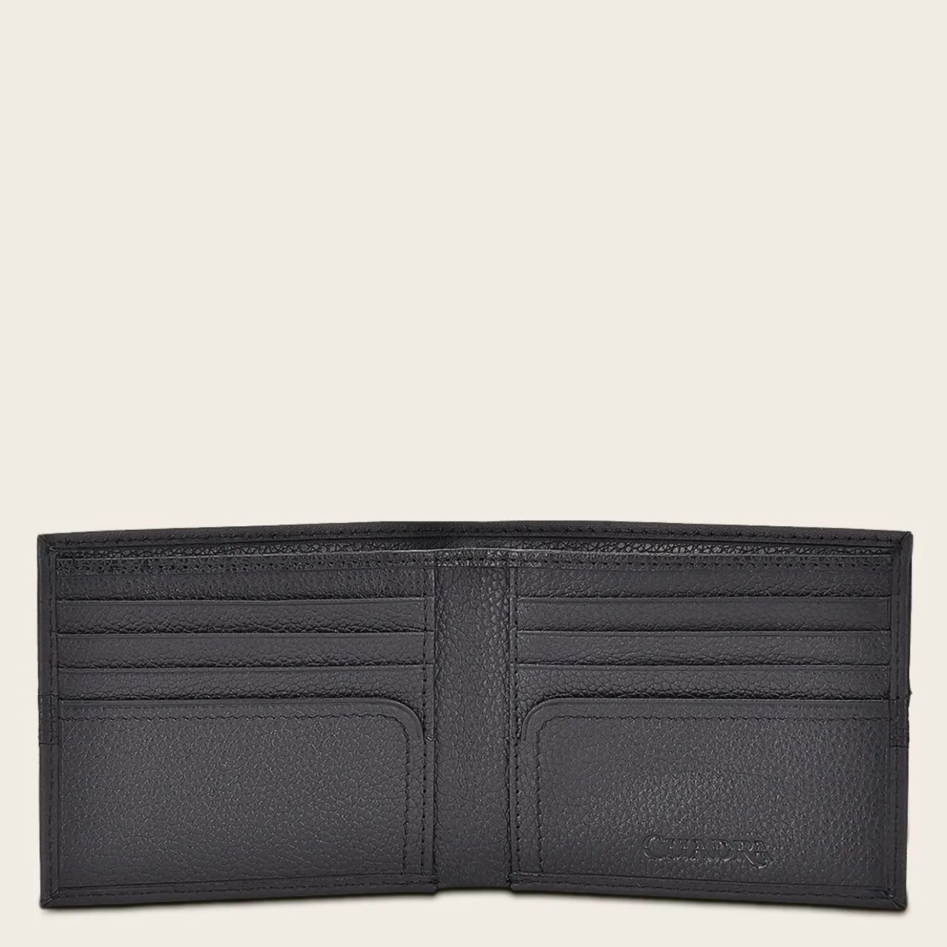 Men Cuadra Wallets-Contrasting Leather Strap Black Leather Wallet