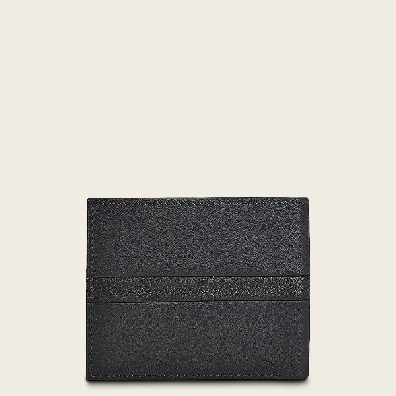Men Cuadra Wallets-Contrasting Leather Strap Black Leather Wallet