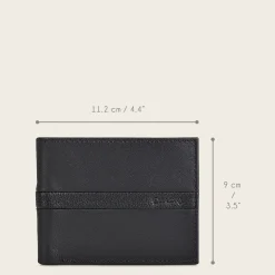 Men Cuadra Wallets-Contrasting Leather Strap Black Leather Wallet