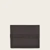 Men Cuadra Wallets-Contrasting Leather Strap Brown Leather Wallet