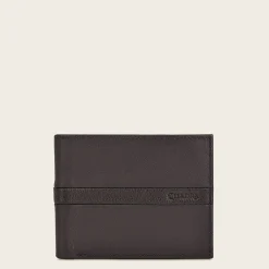 Men Cuadra Wallets-Contrasting Leather Strap Brown Leather Wallet