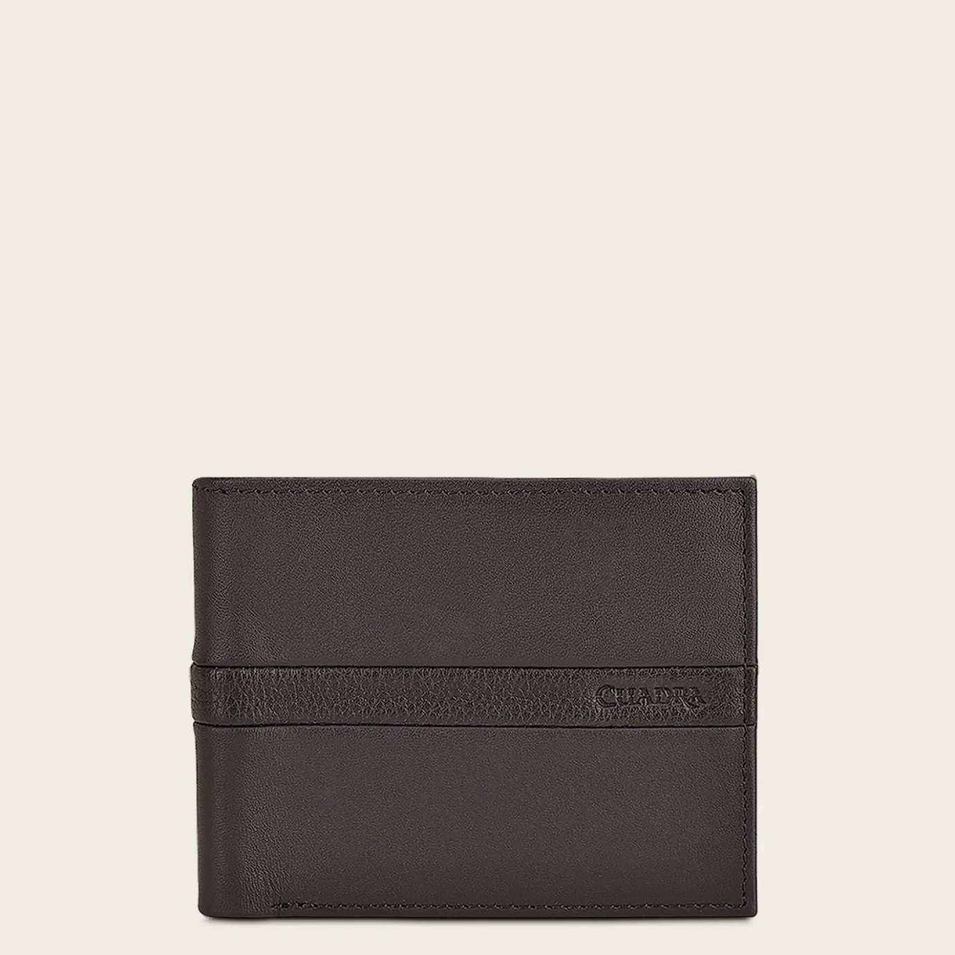 Men Cuadra Wallets-Contrasting Leather Strap Brown Leather Wallet