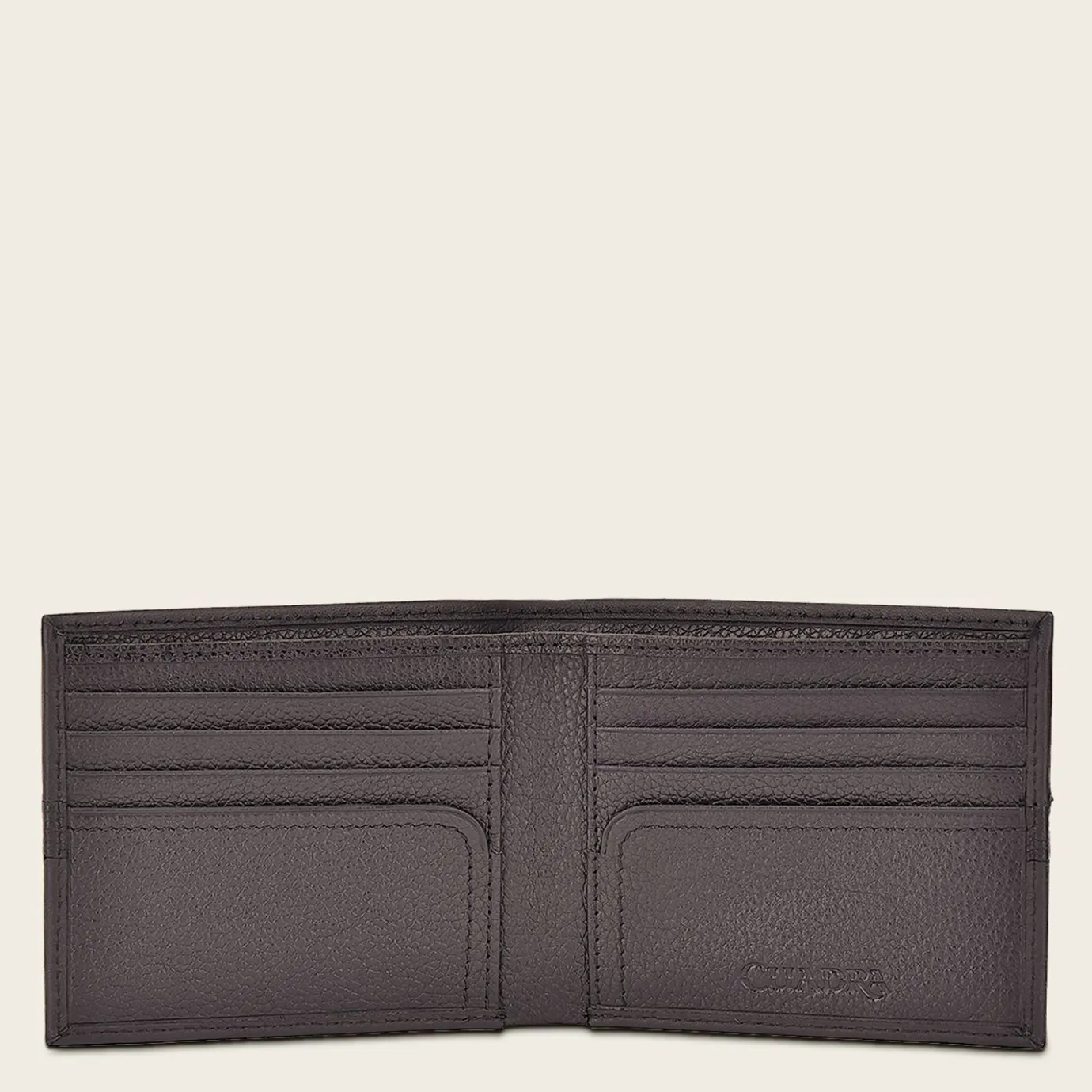 Men Cuadra Wallets-Contrasting Leather Strap Brown Leather Wallet