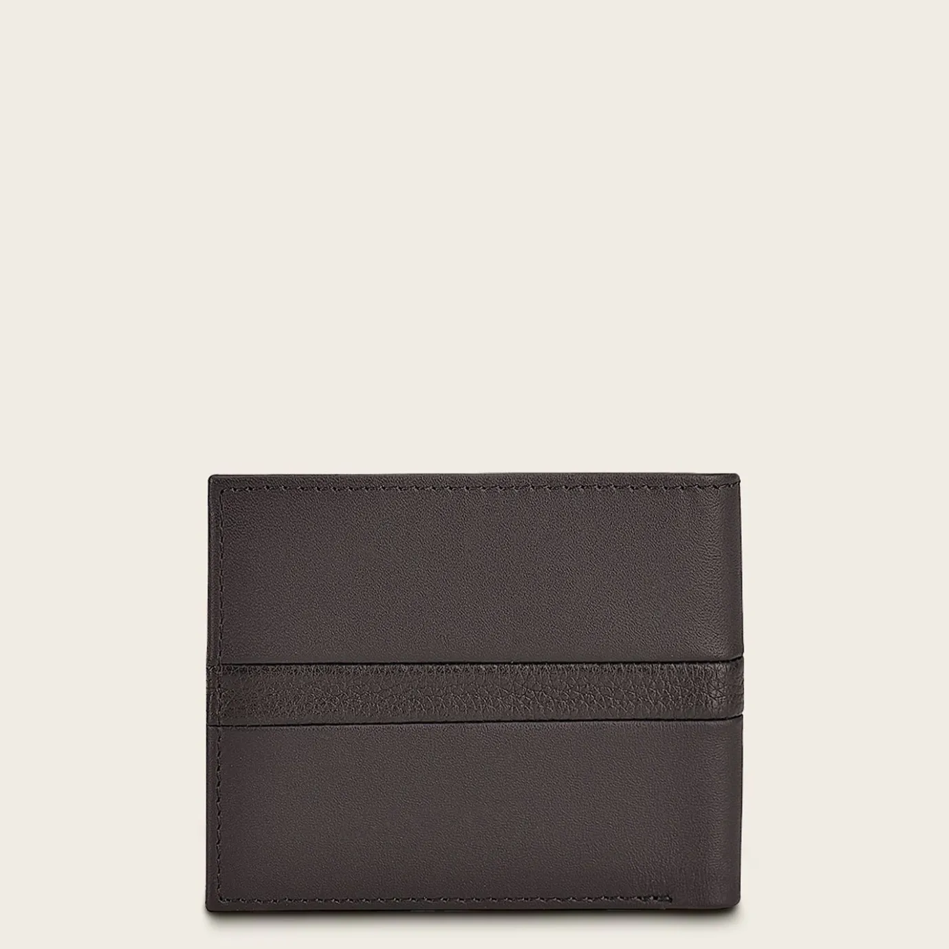 Men Cuadra Wallets-Contrasting Leather Strap Brown Leather Wallet