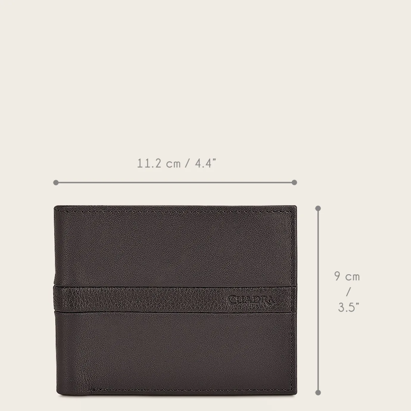 Men Cuadra Wallets-Contrasting Leather Strap Brown Leather Wallet