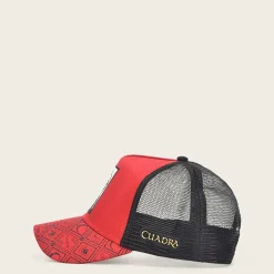 Women Cuadra Hats- Red Cap With Embroidery Bull Patch