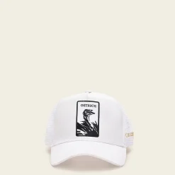 Women Cuadra Hats- White Cap With Embroidery Ostrich Patch