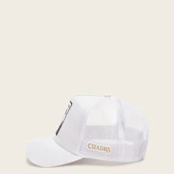 Women Cuadra Hats- White Cap With Embroidery Ostrich Patch