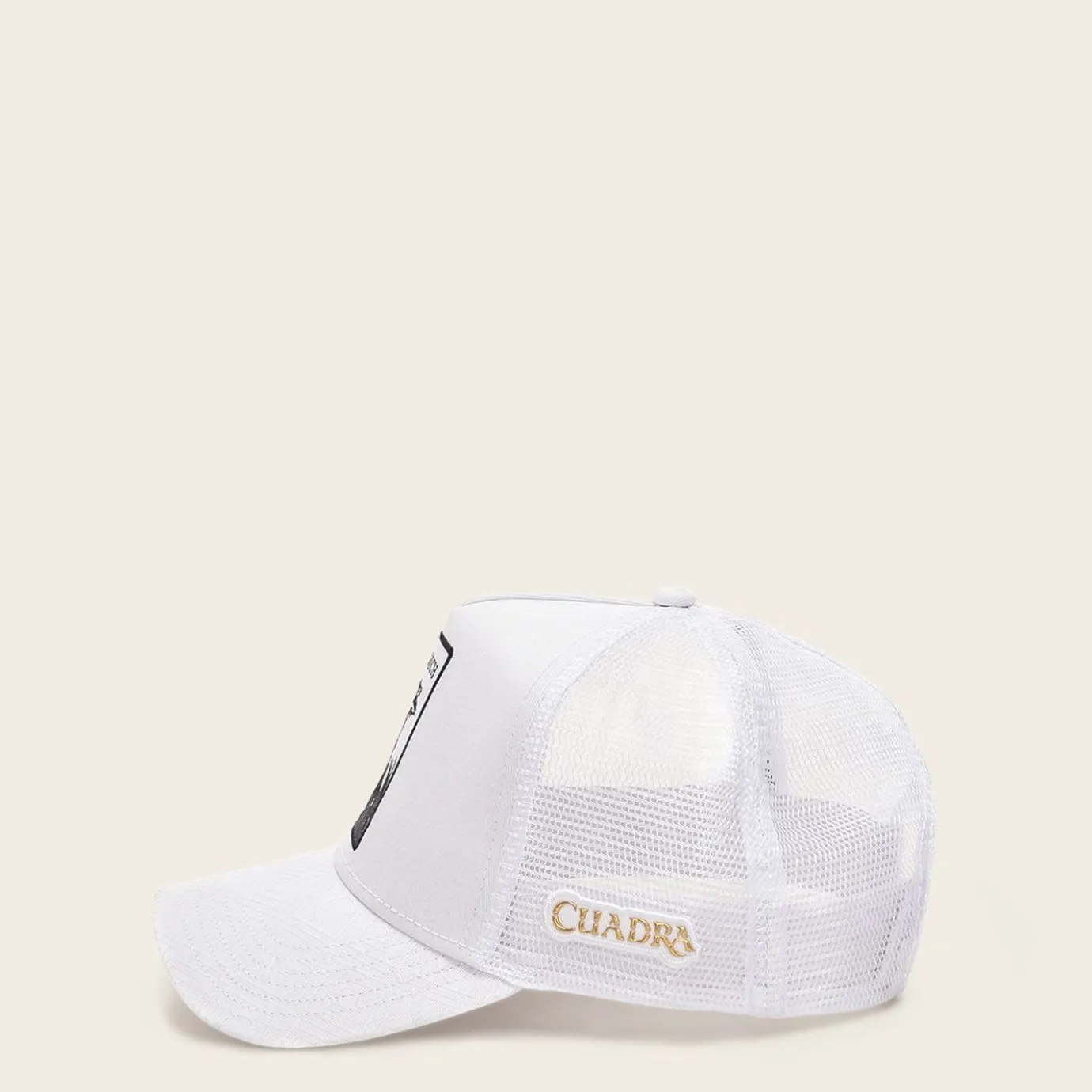 Women Cuadra Hats- White Cap With Embroidery Ostrich Patch