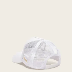 Women Cuadra Hats- White Cap With Embroidery Ostrich Patch