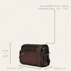 Men Cuadra Handbags-Dark Brown Exotic Leather Shoulder Bag