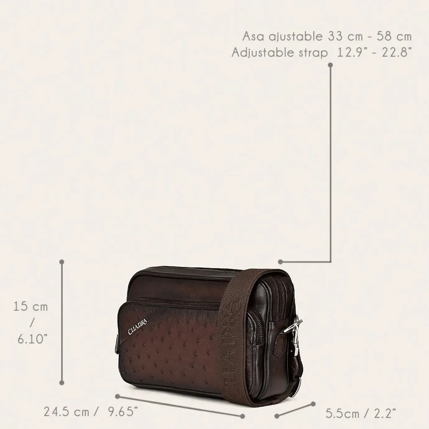 Men Cuadra Handbags-Dark Brown Exotic Leather Shoulder Bag