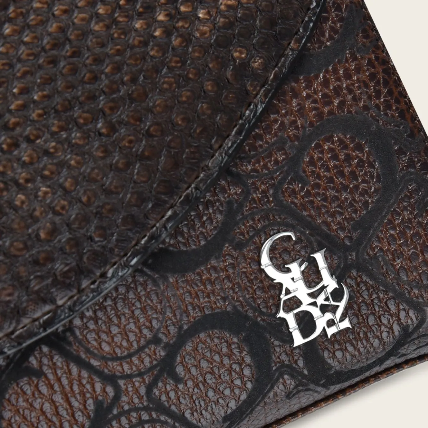 Women Cuadra Top Handle & Satchel Bags-Dark Brown Exotic Leather Handbag With Monogram Leather