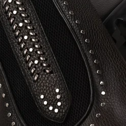 Women Cuadra Ankle Boots & Booties-Dark Brown Leather Urban Bootie With Hand Made Fabric And Studs