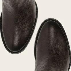 Women Cuadra Ankle Boots & Booties-Dark Brown Leather Urban Bootie With Hand Made Fabric And Studs