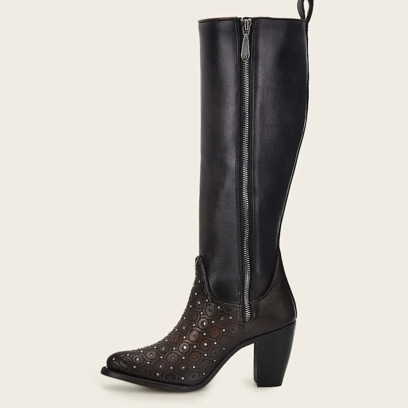 Women Cuadra Tall & Knee-High Boots-Dark Brown Tall Boot With Austrian Crystals Detail
