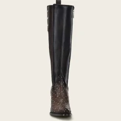 Women Cuadra Tall & Knee-High Boots-Dark Brown Tall Boot With Austrian Crystals Detail
