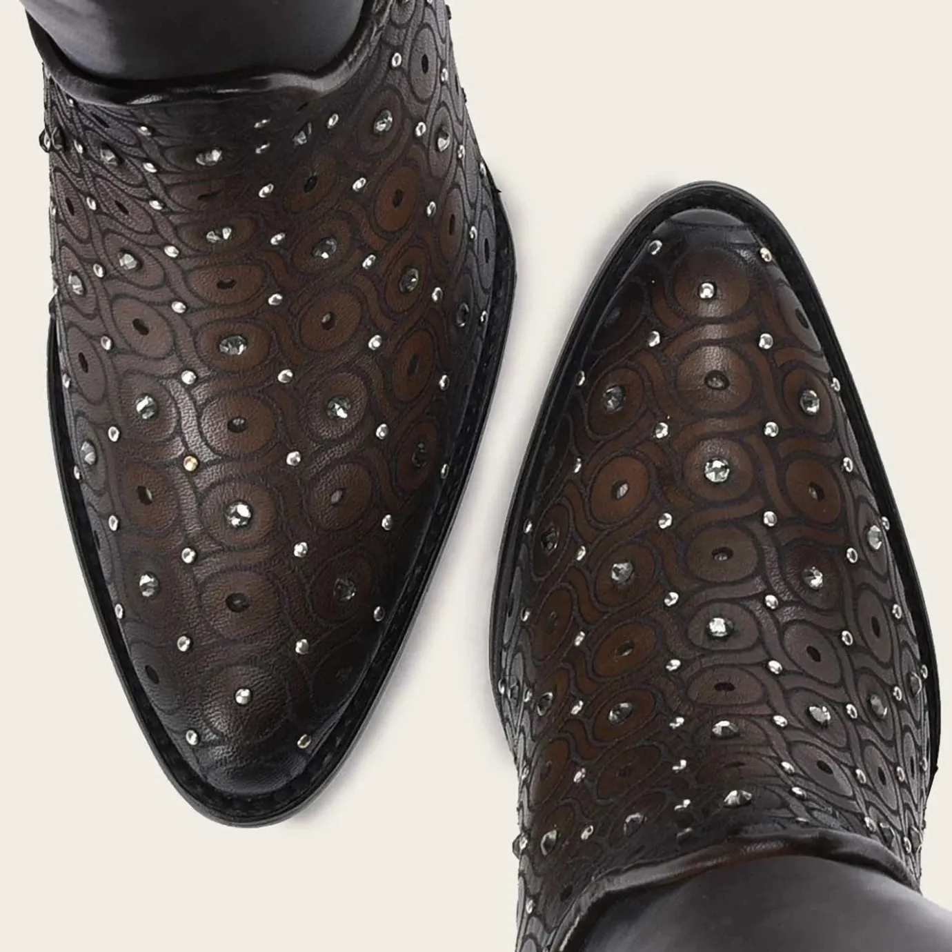 Women Cuadra Tall & Knee-High Boots-Dark Brown Tall Boot With Austrian Crystals Detail