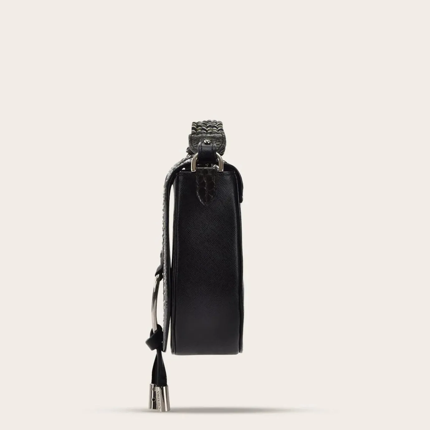 Women Cuadra Crossbody Bags-Dark Green Exotic Leather Crossbody Bag With Studs