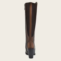 Women Cuadra Tall & Knee-High Boots-Decorated Brown Leather Tall Boot With Perforations