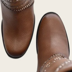 Women Cuadra Tall & Knee-High Boots-Decorated Brown Leather Tall Boot With Perforations