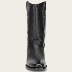 Men Cuadra Dress Boots-Dress Cowboy Boots, Engraved Black Deer Leather