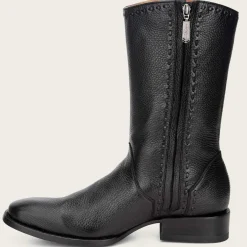 Men Cuadra Dress Boots-Dress Cowboy Boots, Engraved Black Deer Leather