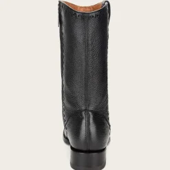 Men Cuadra Dress Boots-Dress Cowboy Boots, Engraved Black Deer Leather