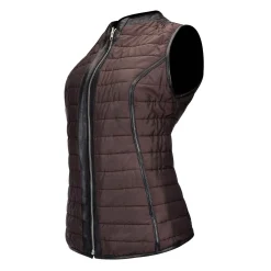 Women Cuadra Vests-Embroidered Black Leather Reversible Vest