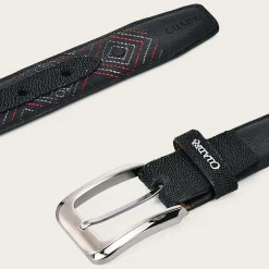 Men Cuadra Belts-Embroidered Black Leather Belt