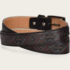 Men Cuadra Belts-Embroidered Black Leather Belt